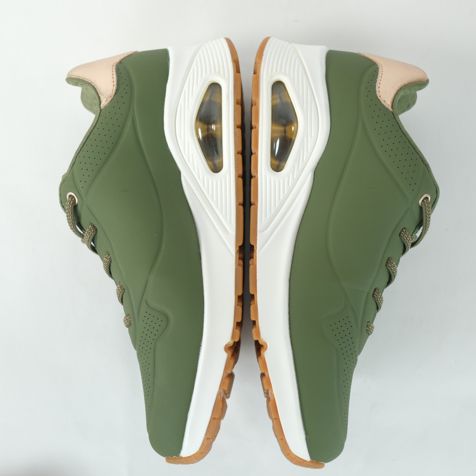 Skechers Uno Shimmer Away Olive Gold Metallic Lace Up Sneaker Size 9.5