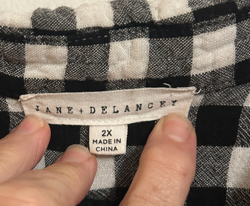 Camisa a Cuadros Jane + Delancey Abotonada Blanca y Negra-Mujer 2X - Imagen 2 de 5