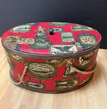 Vintage Princess Hat Box Sewing Basket with Vintage Sewing Supplies Included
