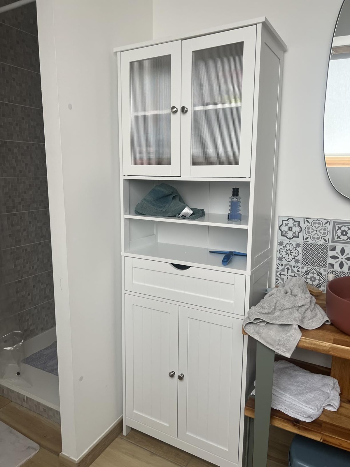 Kitchen Larder Unit Tall Storage Cupboard Modern White Pantry Cabinet Dresser