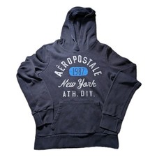 Aeropostale Women's Hoodie Sweatshirt 1987 New York Ath Div Navy Blue Size M