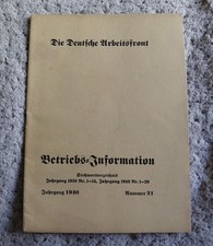Original Ww2 German DAF Company Information Book 1940 No.21