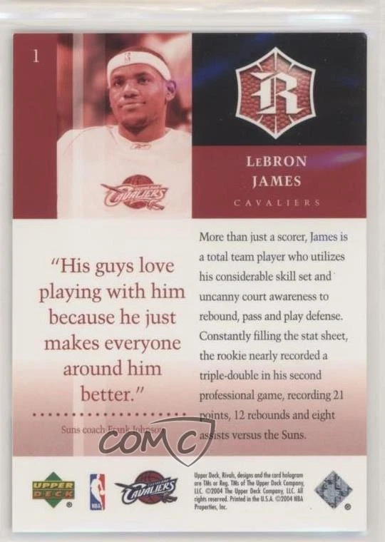 2004-05 UD Rivals Box Set LeBron James #1 - Image 2 of 3