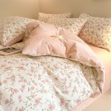 Floral Duvet Cover Full Full 1 Duvet Cover 2 Pillowcases White Pink Floral