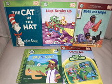 Leap Frog Tag Reader System Book Lot of 5 Books Cat in the Hat 3D Spiral Bound