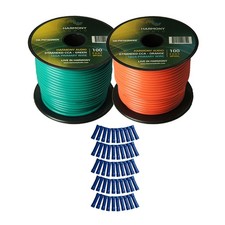 Harmony Car Primary 16 Gauge Power or Ground Wire 200 Feet 2 Rolls Green Orange