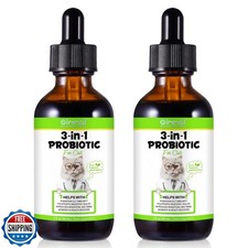 3-in-1 Probiotics for Cats Pack of 2 with Digestive Enzymes and Prebiotics  