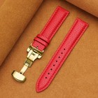 High Quality Real Leather Watch Band Strap Deployment Butterfly Clasp 18-24mm UK