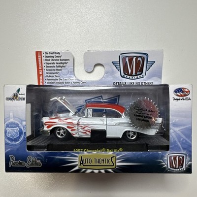 M2 1957 Chevrolet Bel Air White w/ Red Flames 108 Pieces Rare