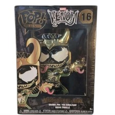 Funko × Marvel POP PIN VENOMIZED LOKI Enamel Pin with Gold, Green & Black.