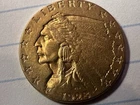1928 Gold Indian Head Quarter Eagle.  AGW 0.12 Oz.