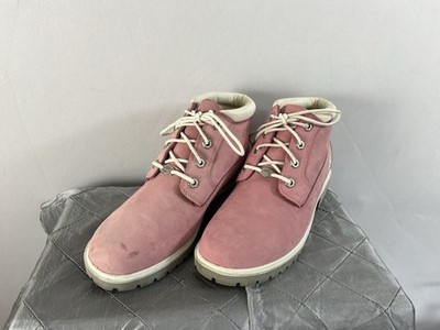Timberland Pink Nubuck Boots Women s 8.5M Lace Up Ankle Aesthetic EUC 
