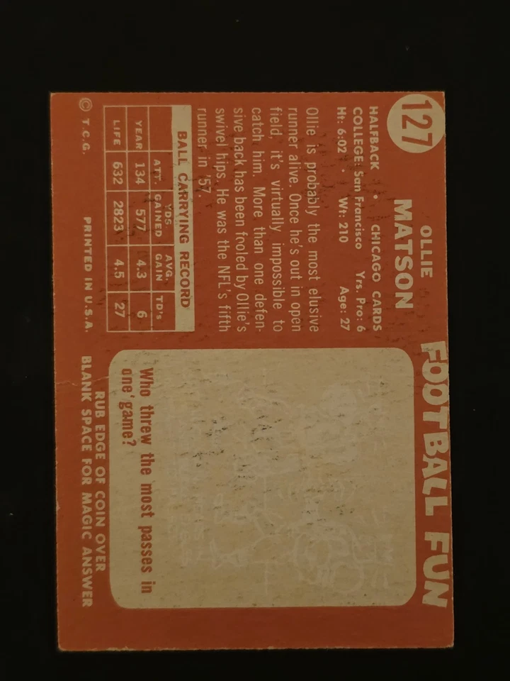 1958 年 Topps 5 张卡套装 Bednarik、Tom McDonald、Ollie Matson、包装工、红皮 — 第 3/4 张图片