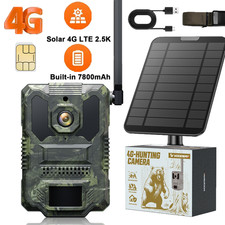 Solar 4G Cellular Trail Camera 32MP 2.5K Wildlife Hunting No Glow Live view SIM