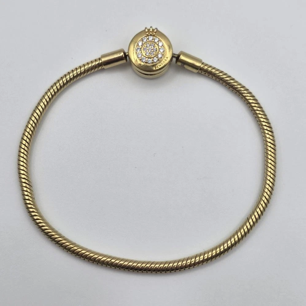 PANDORA Cubic Zirconia Yellow Gold Plated Fashion Bangles Charms