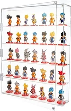 2 AITEE Large 5 Layer Acrylic Display Cases with Magnetic Doors Wall Mountable