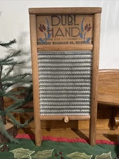 VTG Primitive Washboard Columbus Co. DUBL Handl Lingerie Laundry Room decor Smal