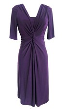 Chaps Short Sleeve Front Twist Fit & Flare Women's Dress Size M Eggplant