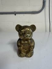 Vintage Brass Teddy Bear Piggy Bank