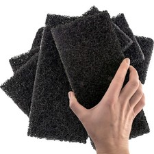 Heavy Duty XL Black Scouring Pad 5 Pack. 10 x 4.5in Large Multipurpose Nylon ...