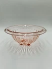 Vintage Hazel Atlas Pink Depression Ribbed Glass Bowl Rolled Edge 9.5”