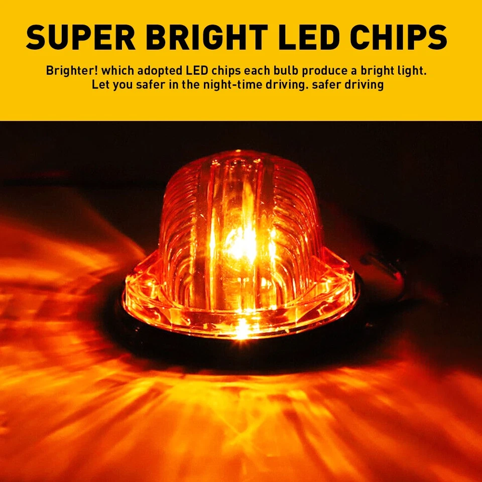 5 件装适用于 73 - 87 雪佛兰 GMC C/K 系列车顶驾驶室灯琥珀色标记 + 5 LED V — 第 3/4 张图片