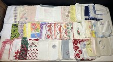 Vintage Hankies *Lot of 48* Embroidered Lace Trim, Multicolor