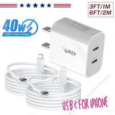 40W PD Fast Charger Cube USB Type C Cable For iPhoneiPadAir 17 16 15 14 13 12 11