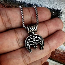 JXC Womens Small Viking Talisman Crescent Moon Amulet Pendant Necklace For Women