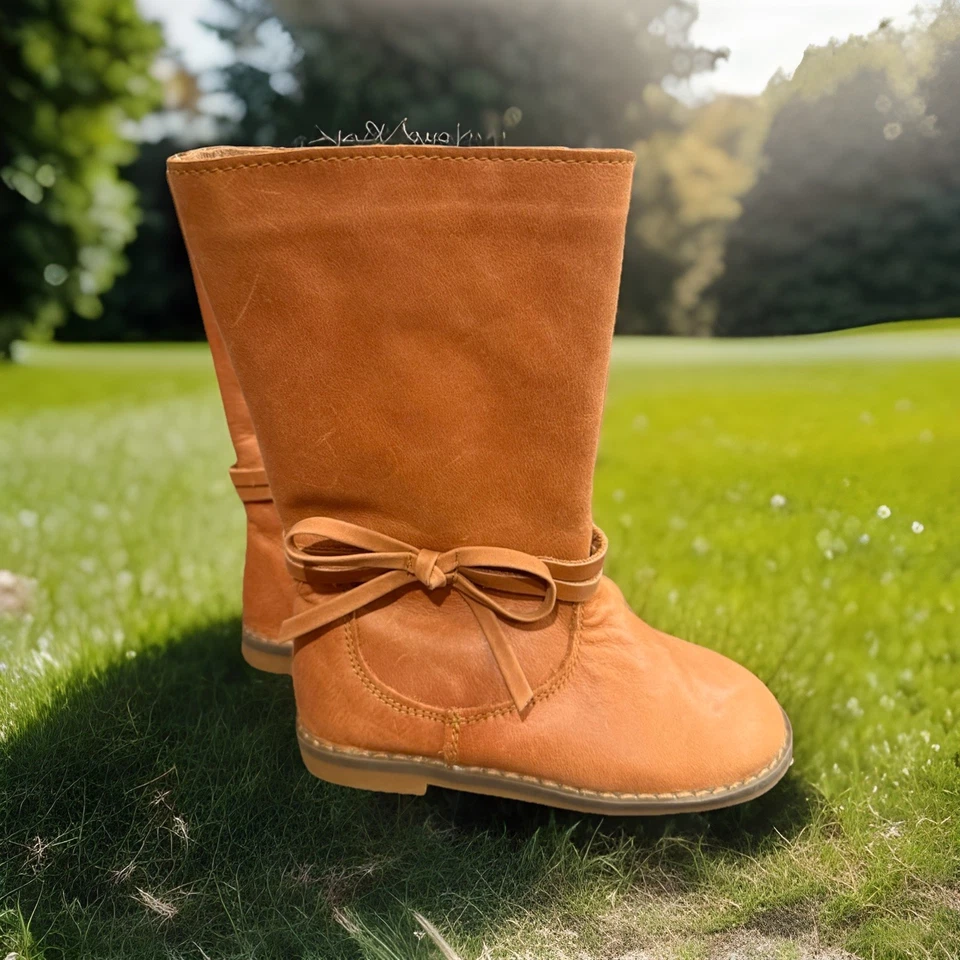 Monkey Feet Unisex Niñas Botas Zapatos 2-3 Y Cuero Marrón Foto 3 de 4