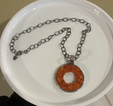 Silpada Sterling silver link necklace with sponge coral disk pendant