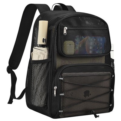 Heavy Duty Mesh Backpack Large Bookbag for Travel, Swimming, Sports, Beach
