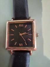Ladies watch, square rose gold coloured face with Japan quartz movement, new bat