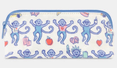 New Roller Rabbit  NYC  New York Monkey Case Small Make Up Bag  Blue LIM EDITION