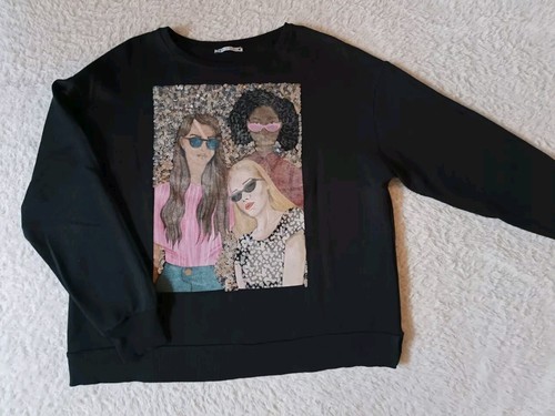 Zara Schwarzer Pullover, Gr.L (36/38) silberne Pailletten, Glamour,Glitzer - Bild 6 von 7