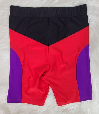 Forever 21 X Honda Racing ColorBlock Black Red Purple Biker Shorts