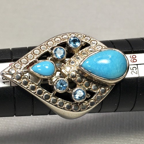 Nicky Butler Turquoise/Sky Blue Topaz 925 Sterling Silver Statement Ring Size 10 - Picture 15 of 15
