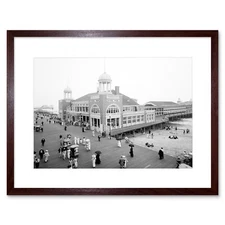 Steel Pier Atlantic City Nj Vintage History Old BW Framed Wall Art Print