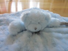 New Blankets and Beyond Baby Boy Security Lovey Blue Bear Swirls Pacifier Holder