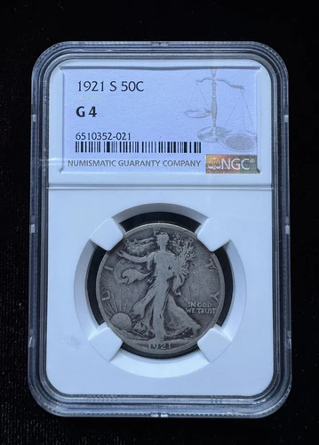 1921 S Walking Liberty Silver Half Dollar NGC G4, 50C