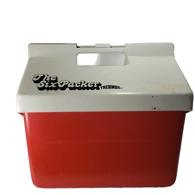 Vintage The Six Packer Thermos Cooler No 7714 Red Camping Picnic
