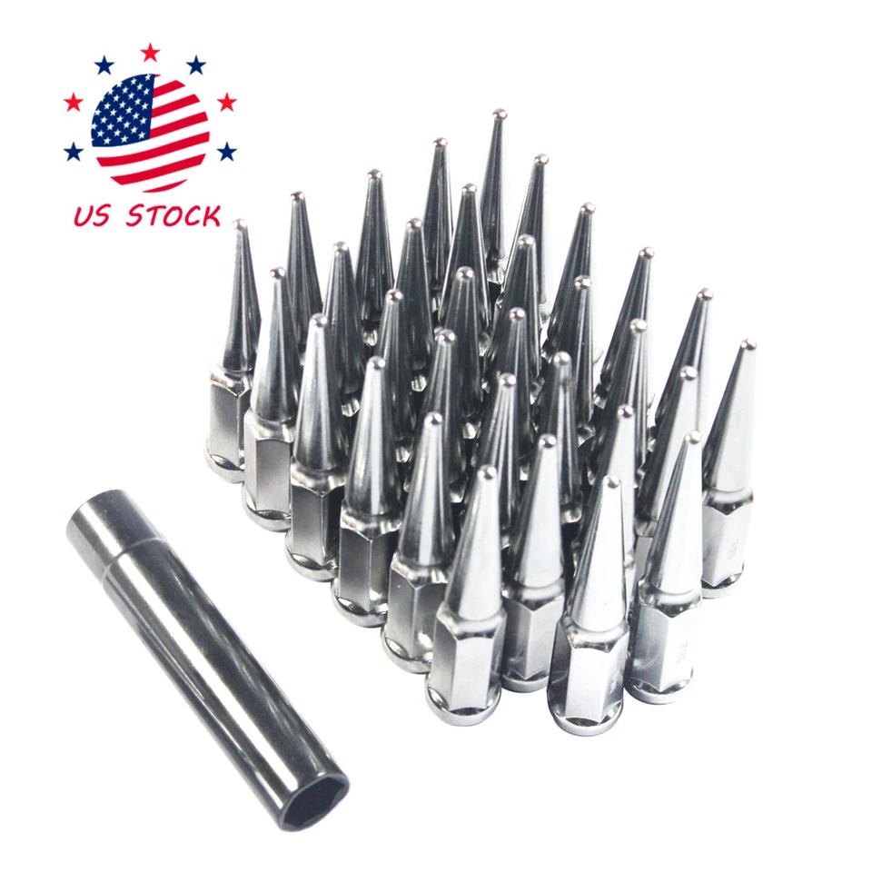 Nuevo juego de 32 tuercas de clavo JDM 9/16" cromadas para 94-11 Dodge RAM 3500 2500 EE. UU. Foto 4 de 4