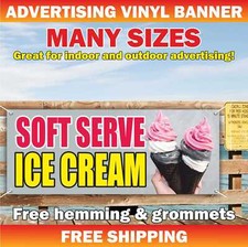 SOFT SERVE ICE CREAM Advertising Banner Vinyl Mesh Sign Flag Flavors Shaved ice