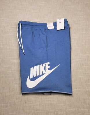 NIKE Alumni Shorts Small Mens Blue White French Terry Basketball