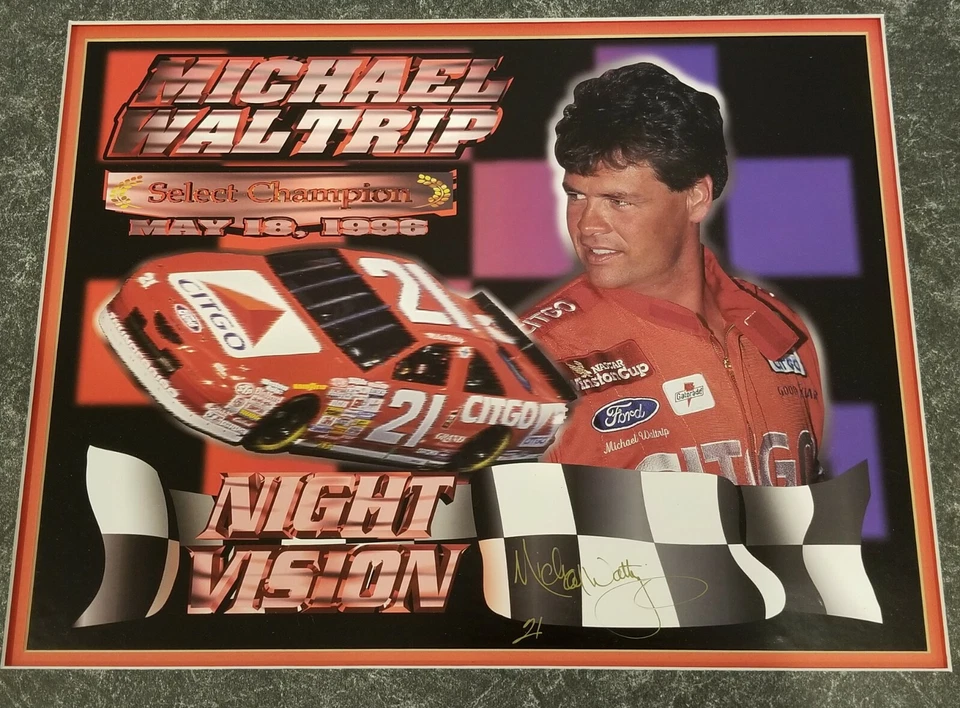 NASCAR Michael Waltrip Firmado 1996 # 21 Citgo Foto Diecast Tarjeta Colección Foto 3 de 4