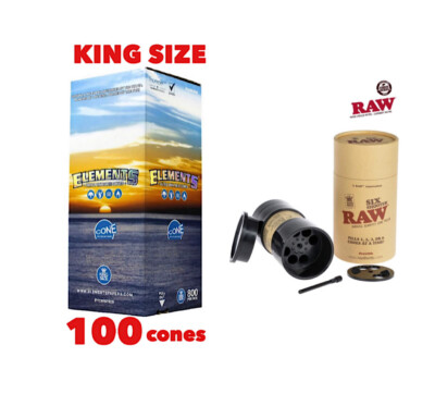 elements king size organic cone(100PK)+king size six filler shooter