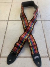 ACE 1970's Vintage Woven USA Made Guitar Strap Unusual Design multicolor rare