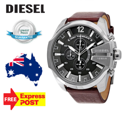 ☆ 新品未使用　DIESEL DZ4290 ガンメタ☆メガチーフ NEW DIESEL MEGA CHIEF DZ4290 BLACK/SILVER/BROWN LEATHER