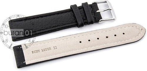 Bracelet De Montre En Cuir Noir Fait Main - Largeur 22/18mm - Style Casual - Fabriqué En Italie