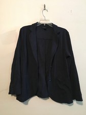 Lands' End Size 12 Navy Blue 100 Cotton Jacket Blazer Women
